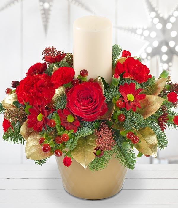 Christmas container candle arrangement