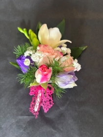 Freesia and Spray Rose Pin Corsage